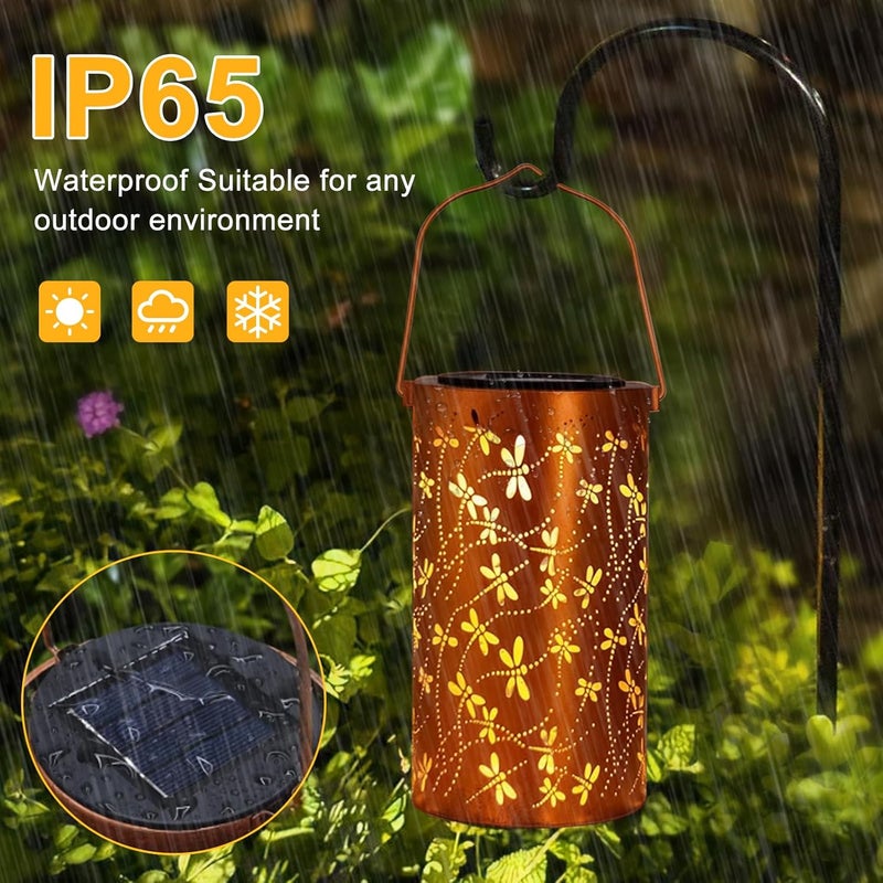 BSGlobal Dragonfly Solar Lanterns Outdoor Waterproof Hanging Lights, Dragonfly Gifts for Women Mom Grandma, Metal Decorative LED Solar Lanterns for Yard Patio Porch Balcony Garden Decor - Image 5
